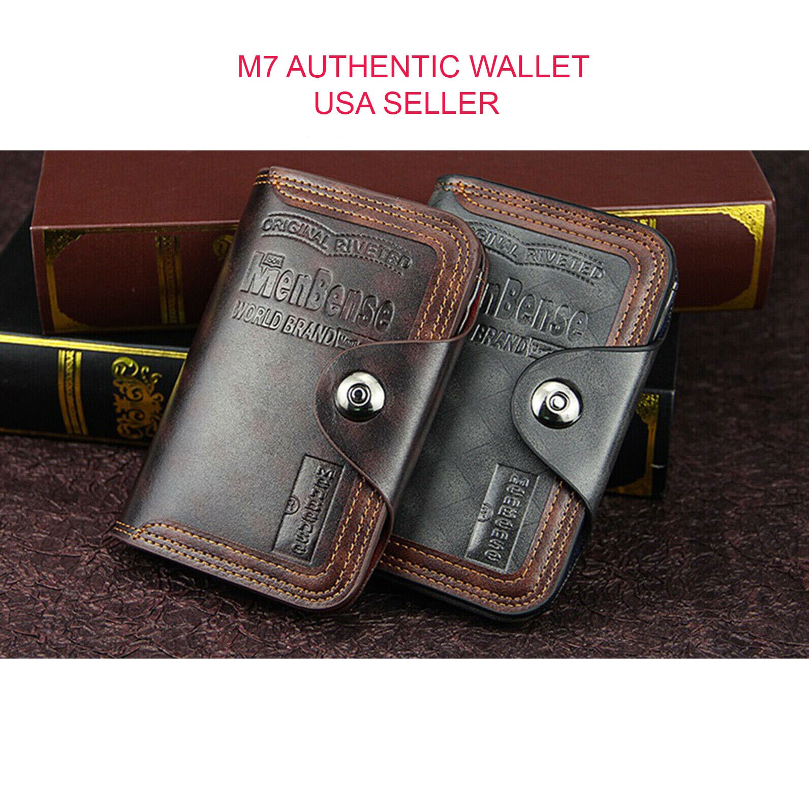 Mens Men’s S4 Retro Leather Vertical Section Credit Card Holder Wallet w Hasp