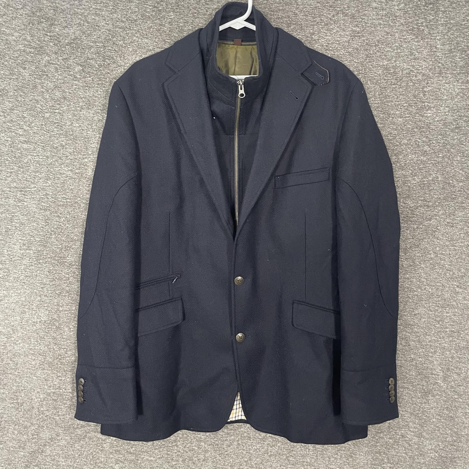 Kroon Blazer Mens 42L Blue Wool Cashmere Sport Coat Jacket Casual 2 Piece