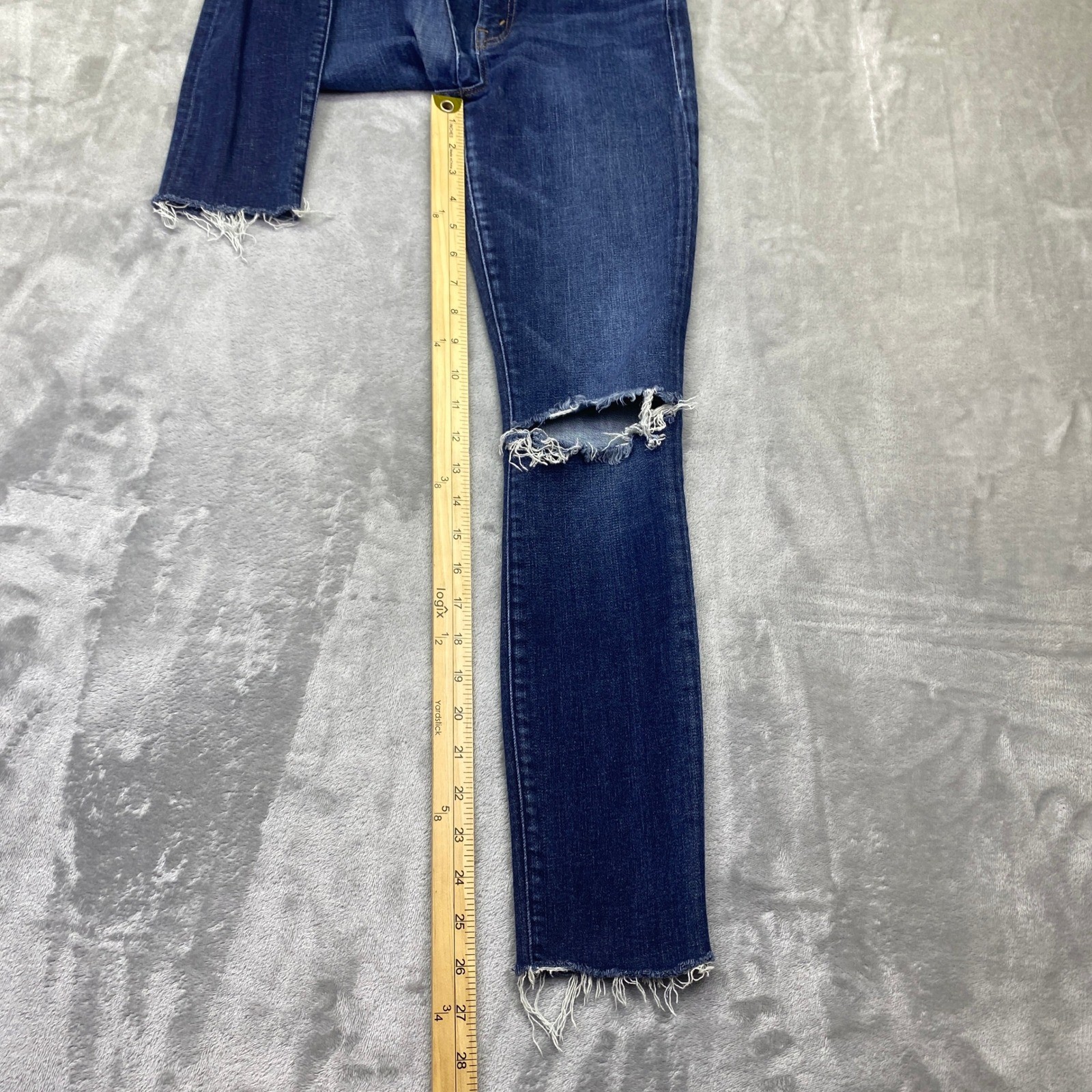 MOTHER Swooner Partner in Crime Distressed High Rise Skinny Jeans Sz 25 Fits 22″