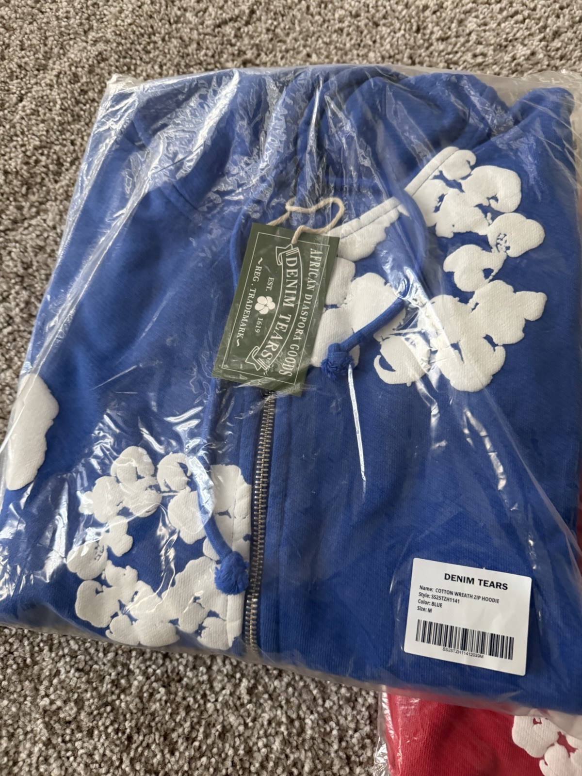 Size M – Denim Tears Cotton Wreath Blue Zip Up Hoodie 100% Authentic 2025