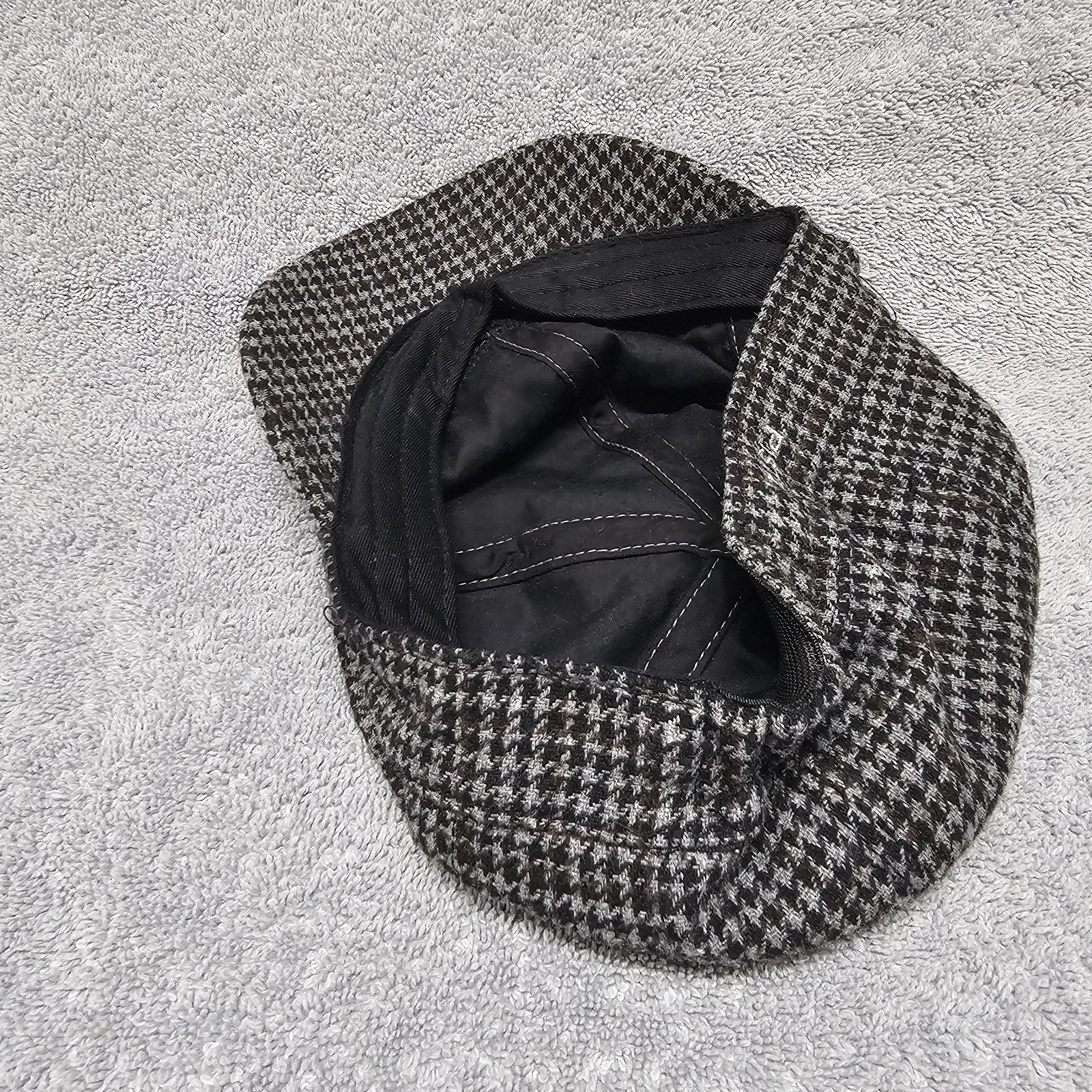 Pistil Cadet Hat Billed Newsboy Cap Wool Blend Gray Hounds tooth O/S