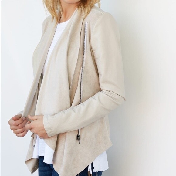 Blank NYC womens Size L Sunny Days Moto Jacket faux suede asymmetrical zip