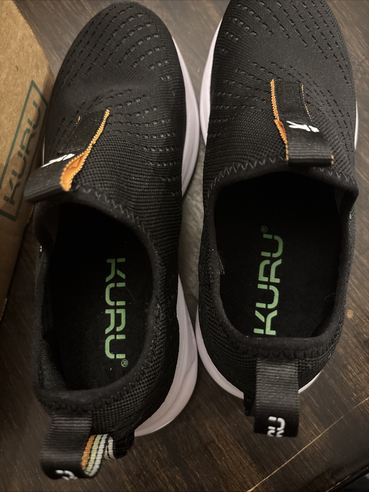 Kuru Atom Slip On Womens Size 7.5 Black White Athletic Walking Shoes Sneakers