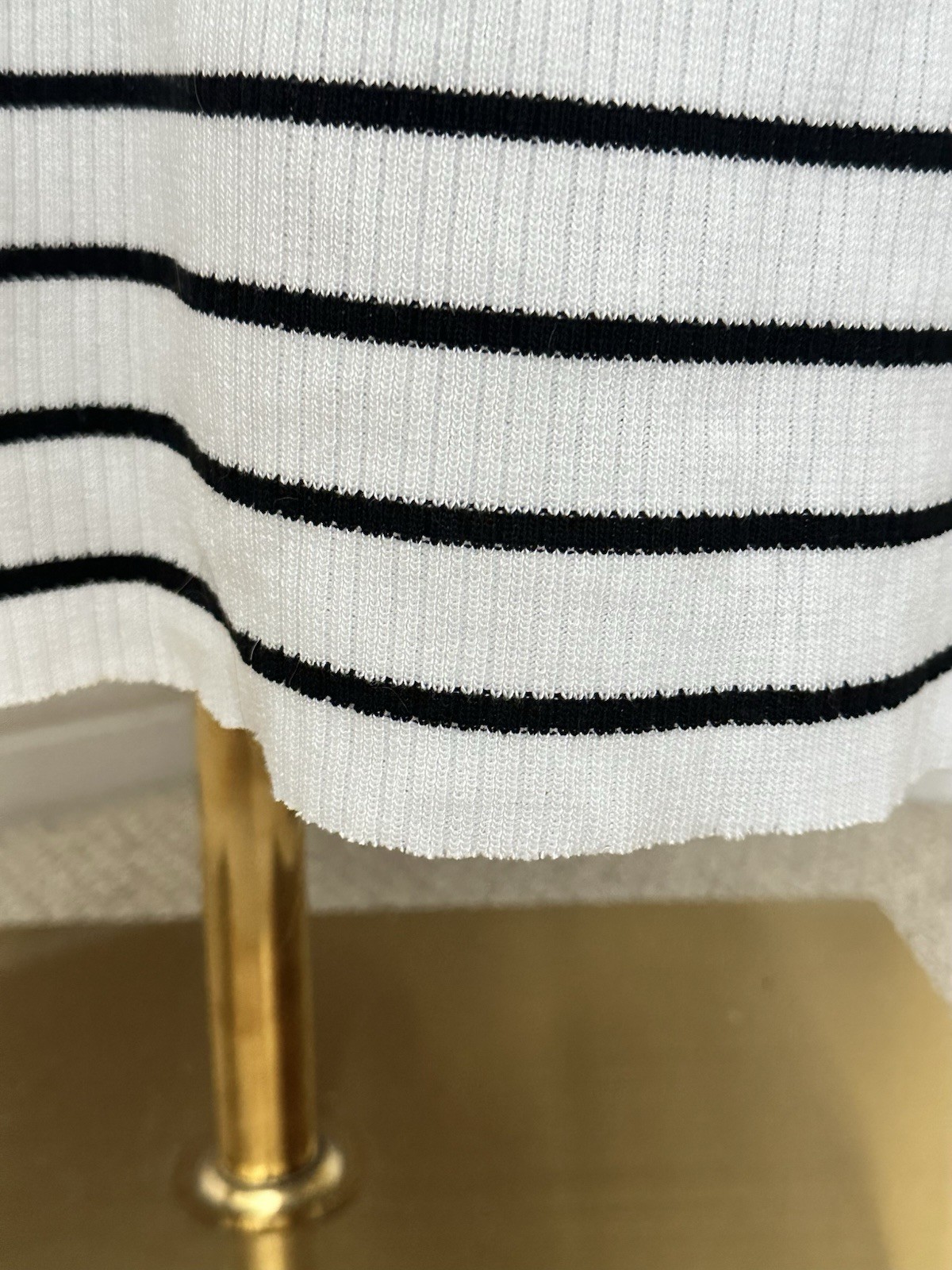 Fashion Nova White & Black Striped Sleeveless Ribbed Maxi Dress w/ Low Back Sz S