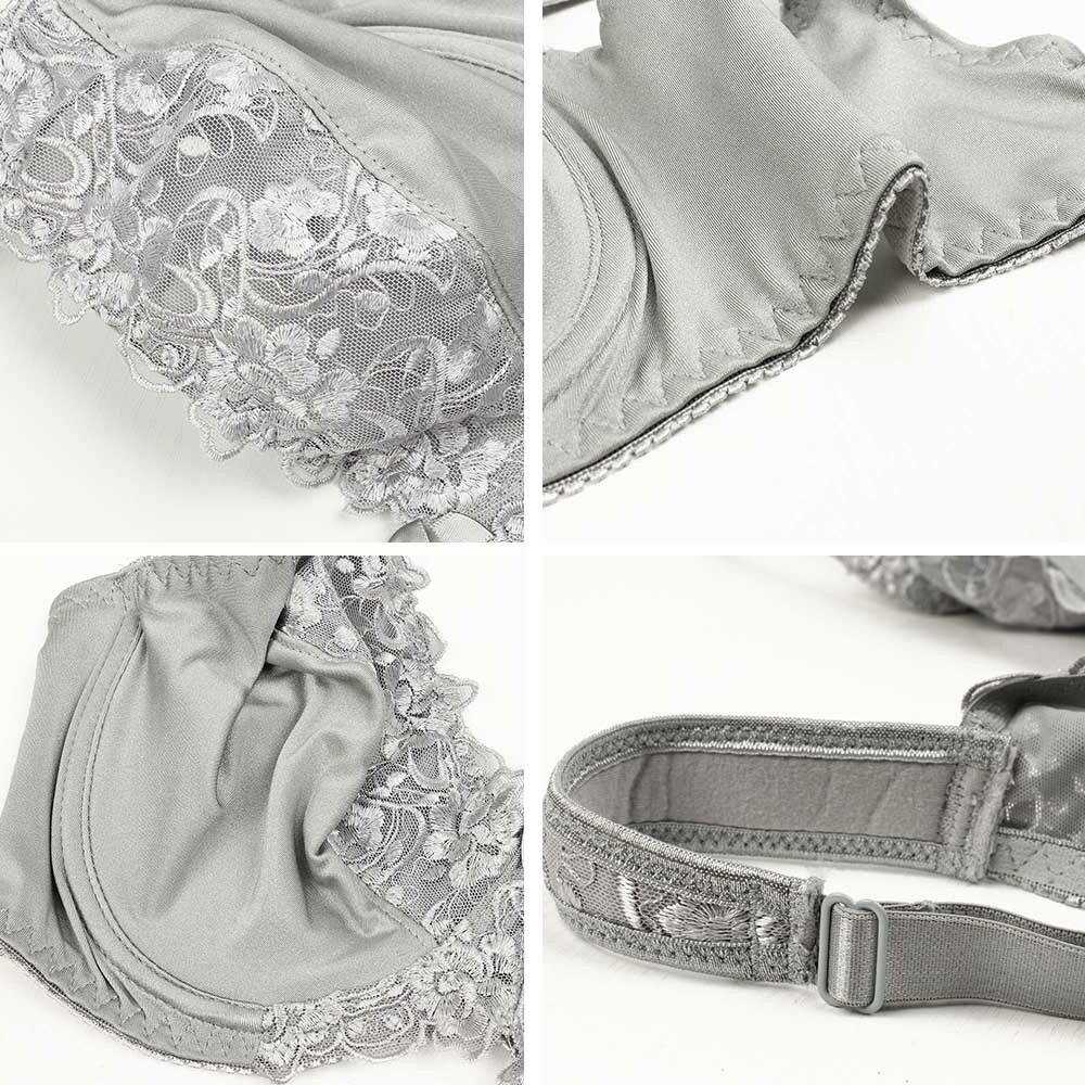 32-54C-J Plus Size Bra Full Coverage Underwire Wide Strap Soft Cup Support Panel