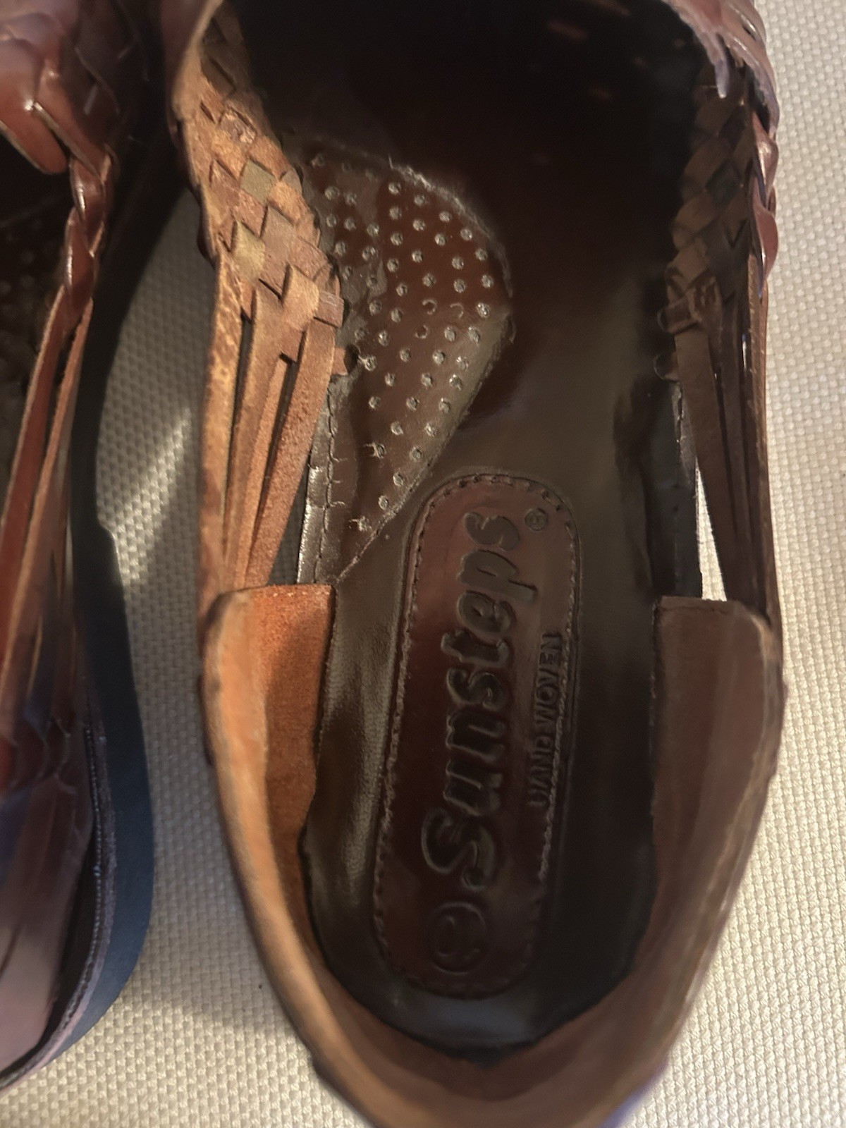 Sunsteps Mens Size 10.5 Brown Huarache Leather Hand Woven Shoes