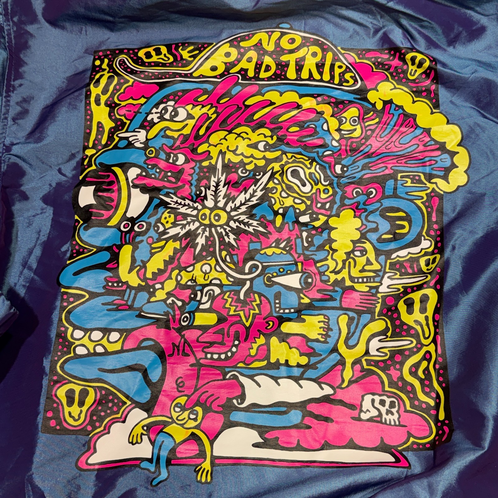 Killer Acid Jacket Mens Large Windbreaker Psychedelic Graphic Print No Bad Trips