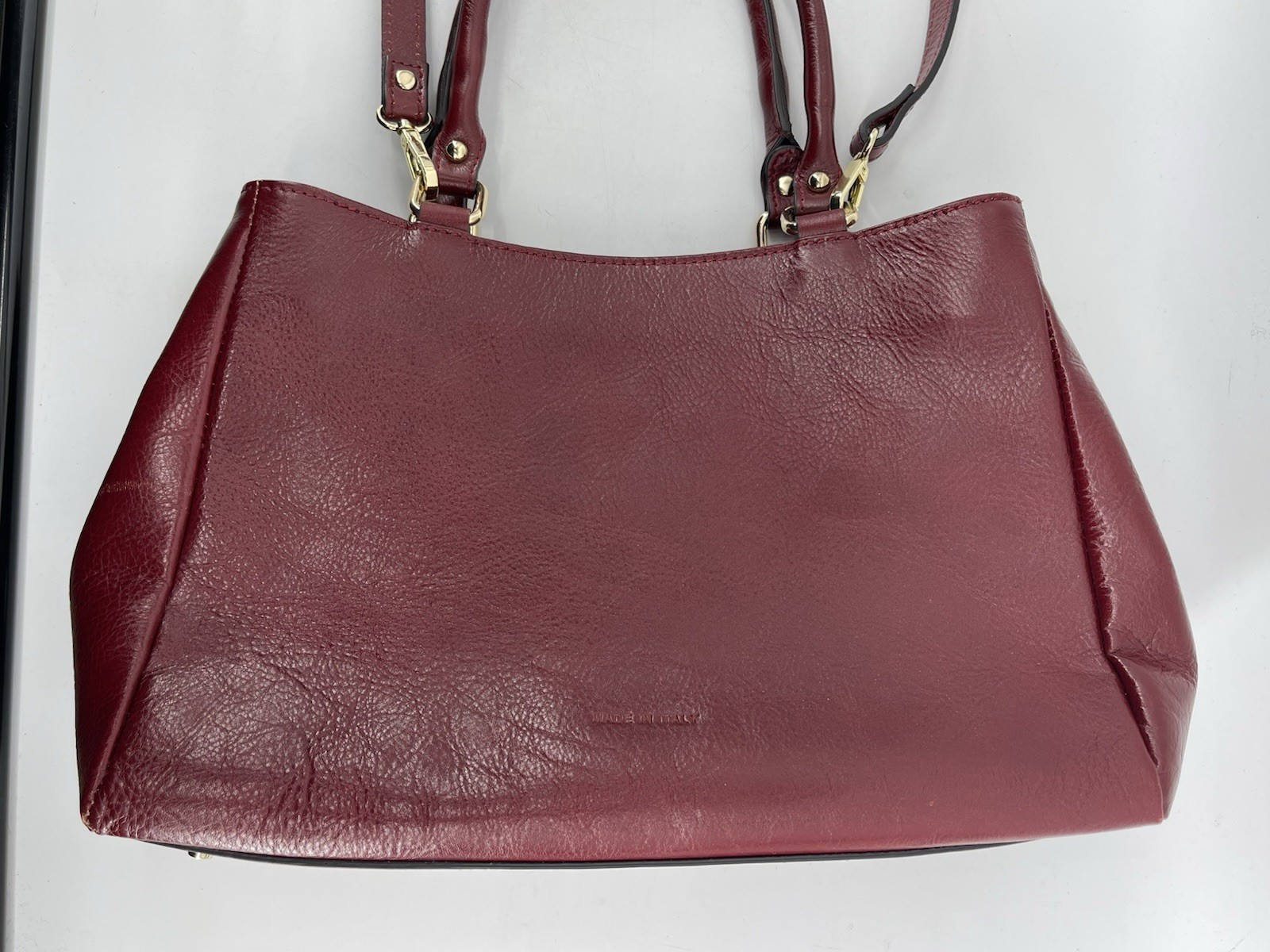 Divina Firenze Large Burgundy Red Leather Cross Body Shoulder Hand Bag Purse