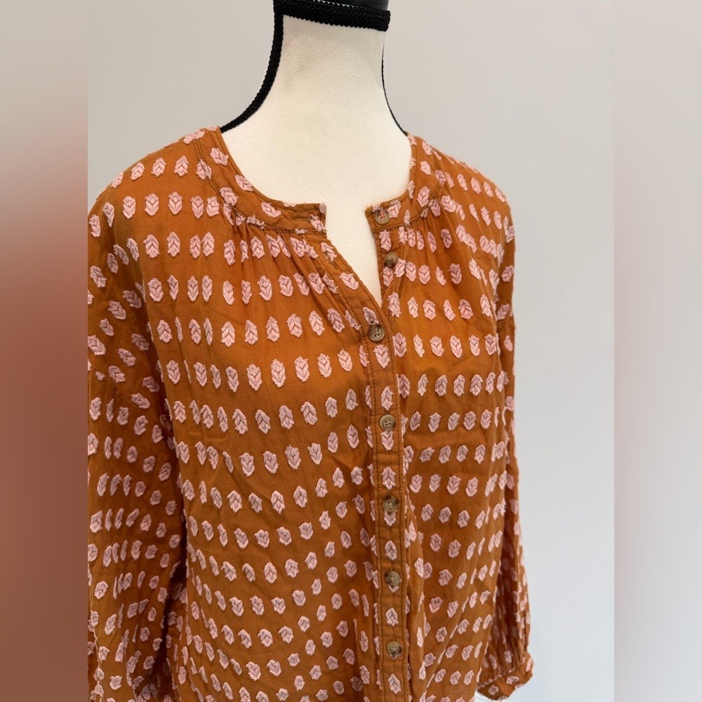 🧡 Pilcro x Anthropologie Tavi Textured Blouse – Size S ✨