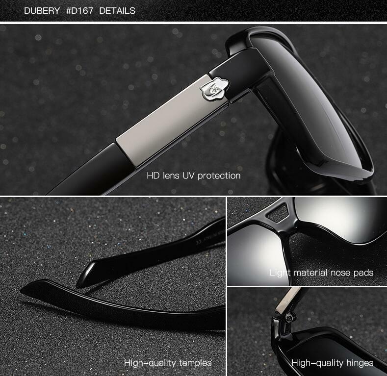 DUBERY Men Sport Polarized Oversize Sunglasses Square Driving Fishing Glasses