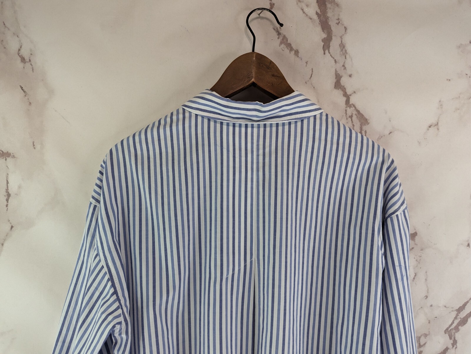 Everlane Shirt Womens Medium Blue Button Up Woven Pajama Top Silky Cotton Crop