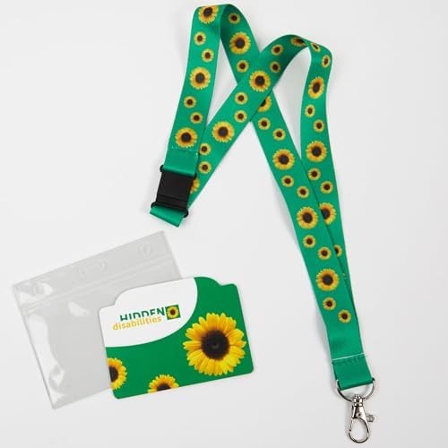 Official Hidden Disabilities Sunflower Lanyard & ID Card for 70 cm, Green