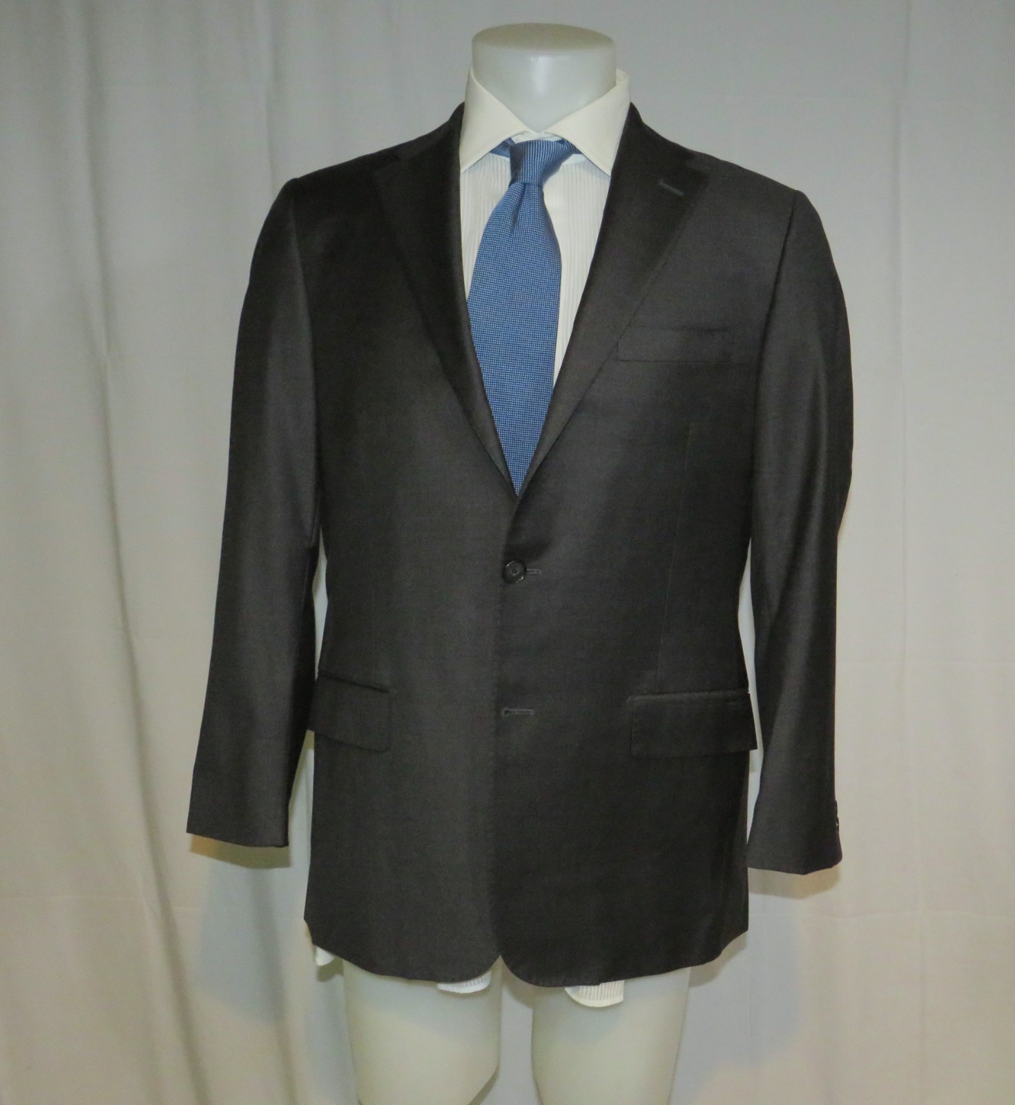 Hickey Freeman Beacon Loro Piana 150 Yellow Label Solid Charcoal Suit Jacket 40R