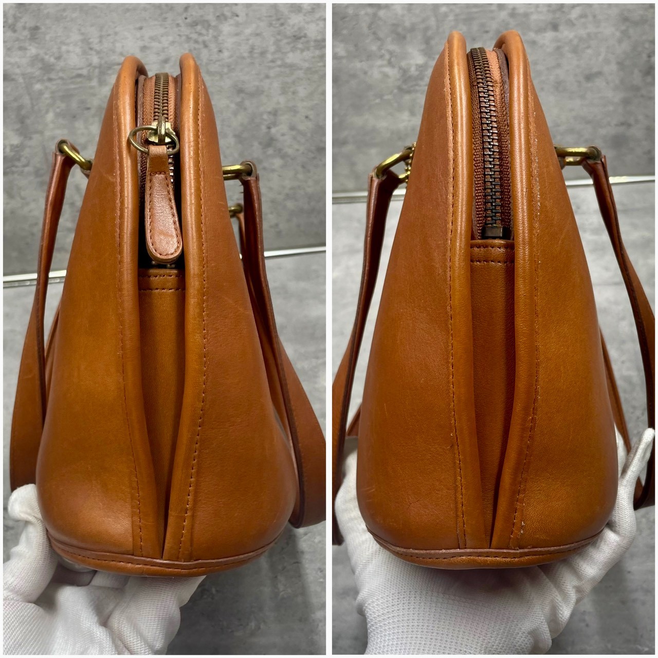 Vintage COACH 9958 Pelham Brown leather zip dome bag Half moon made in USA