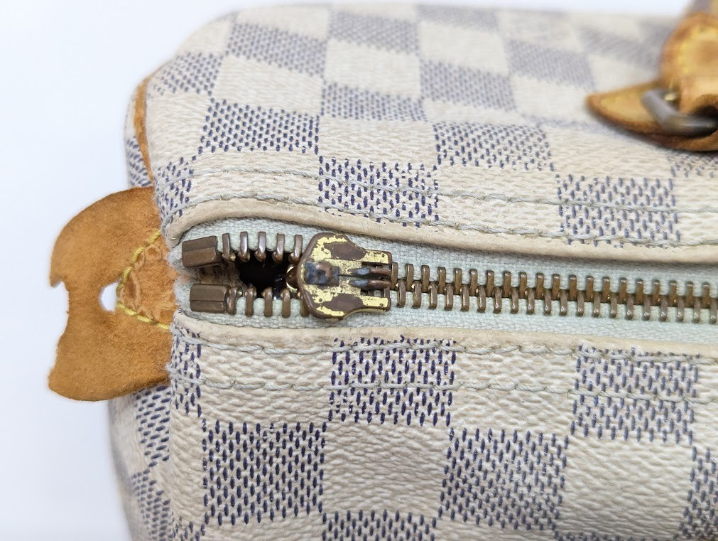 LOUIS VUITTON Damier Azur Speedy 30 White Hand Bag N41533 SP2048 Authentic LV