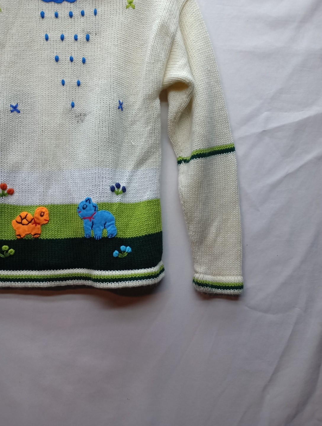 Childrens Unisex Handmade Full Zip Up Sweater Measurements In Pictures