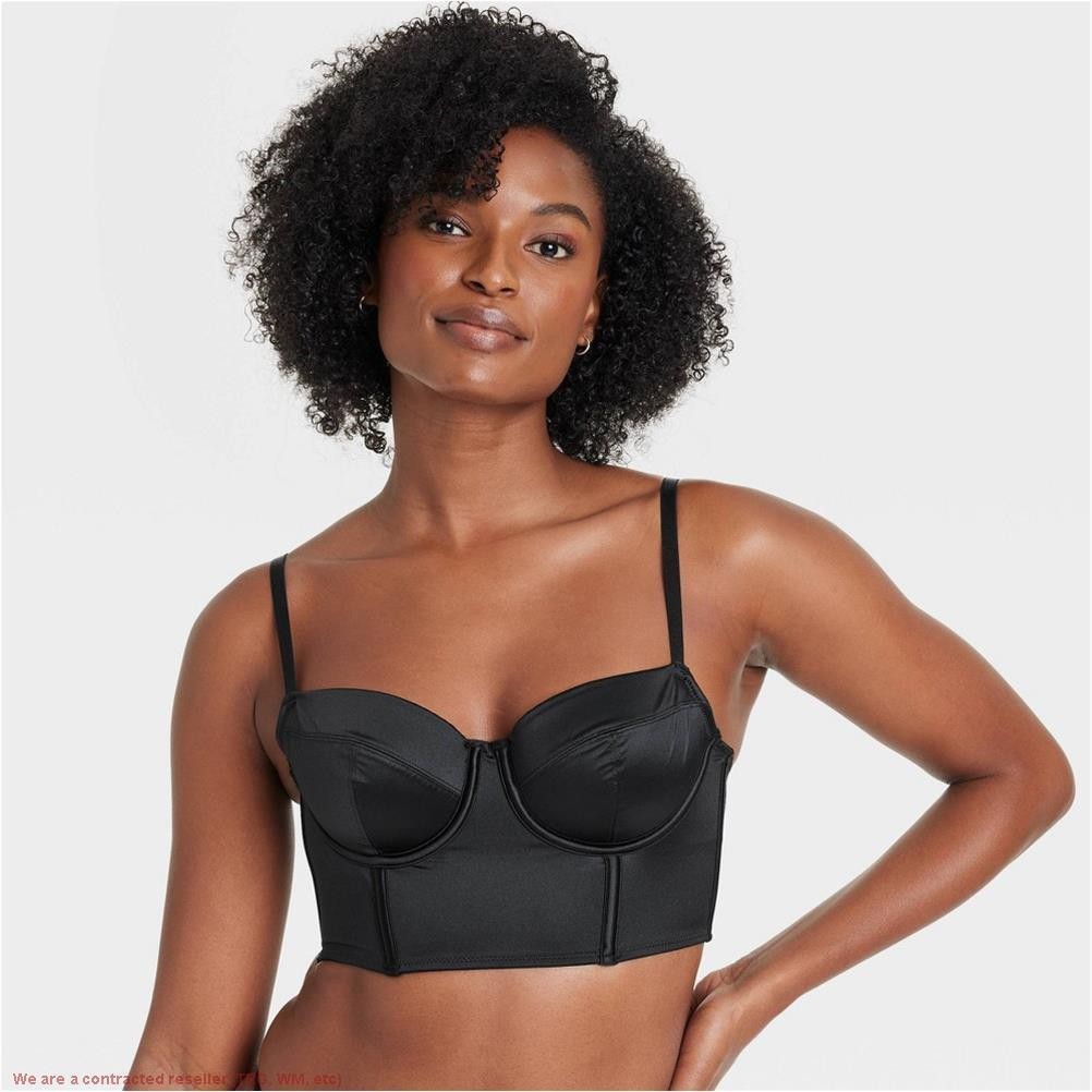 Women’s Satin Lightly Lined Lingerie Corset – Auden Black L *SEE DEAL!!!*