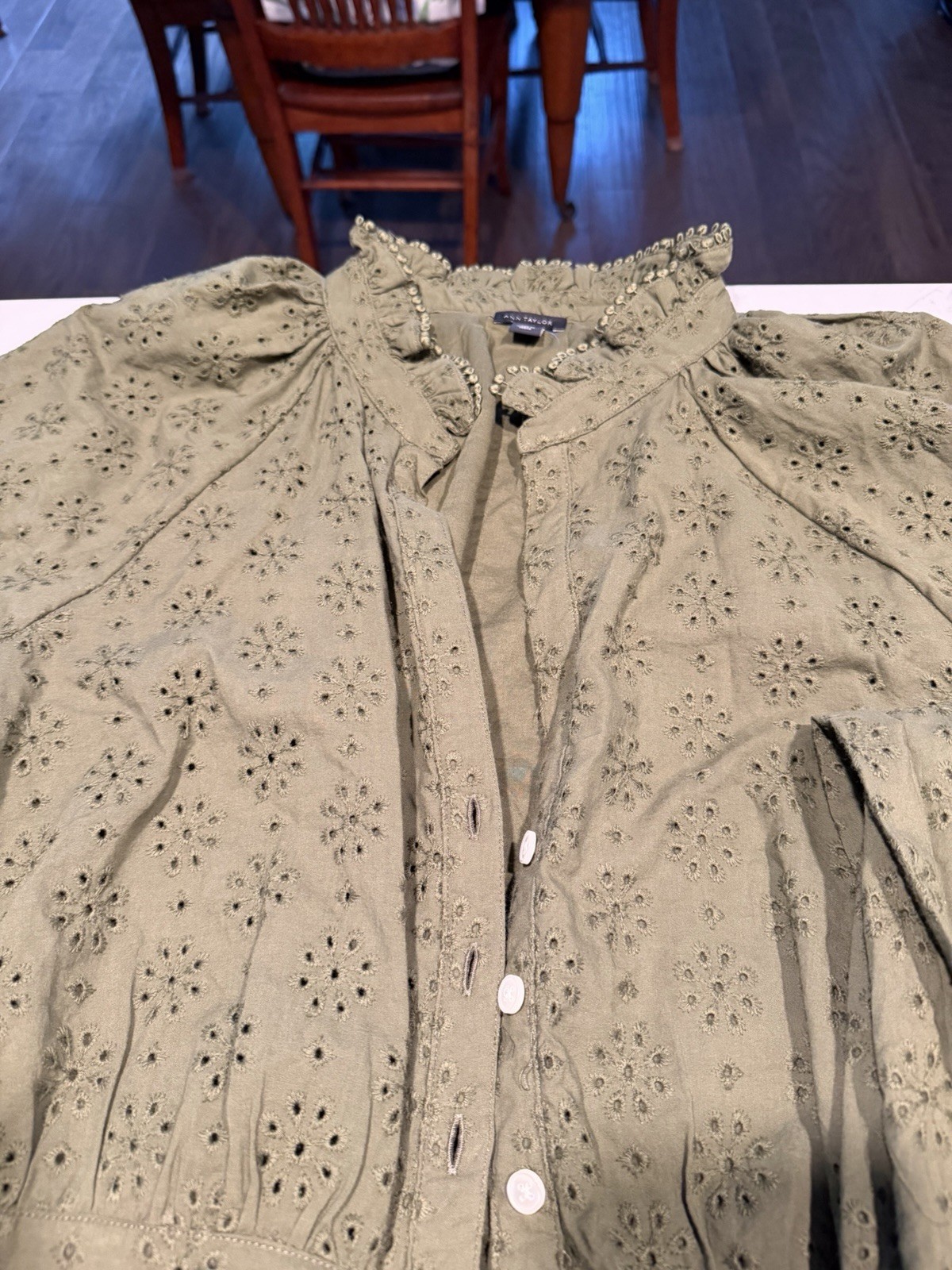 Ann Taylor Women’s Dress, Size 14, Green Eyelet Design