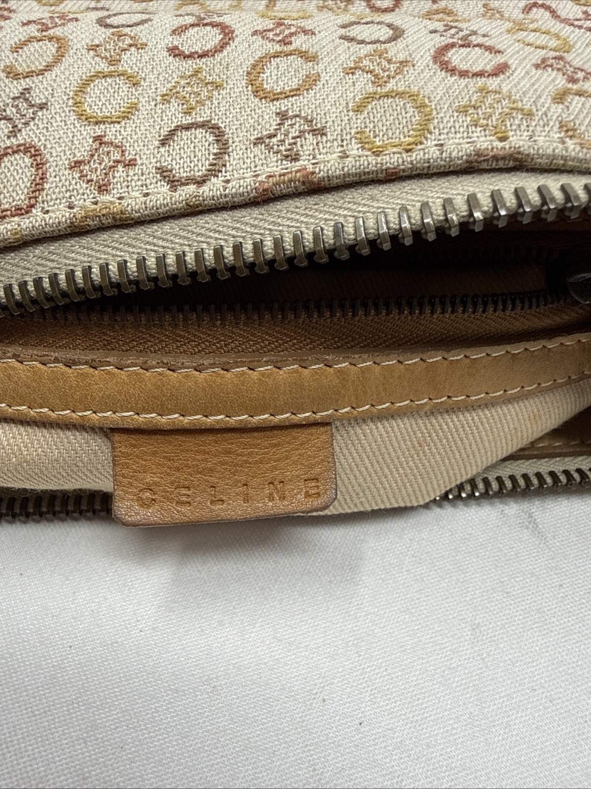 CELINE Vintage C Macadam Canvas Beige x Brown Women’s Authentic