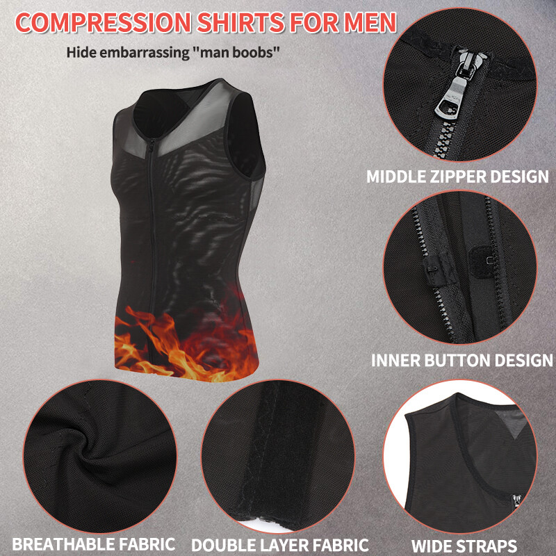 Mens Compression Shirts Vest Slimming Body Shaper Tummy Control Fitness Tank Top