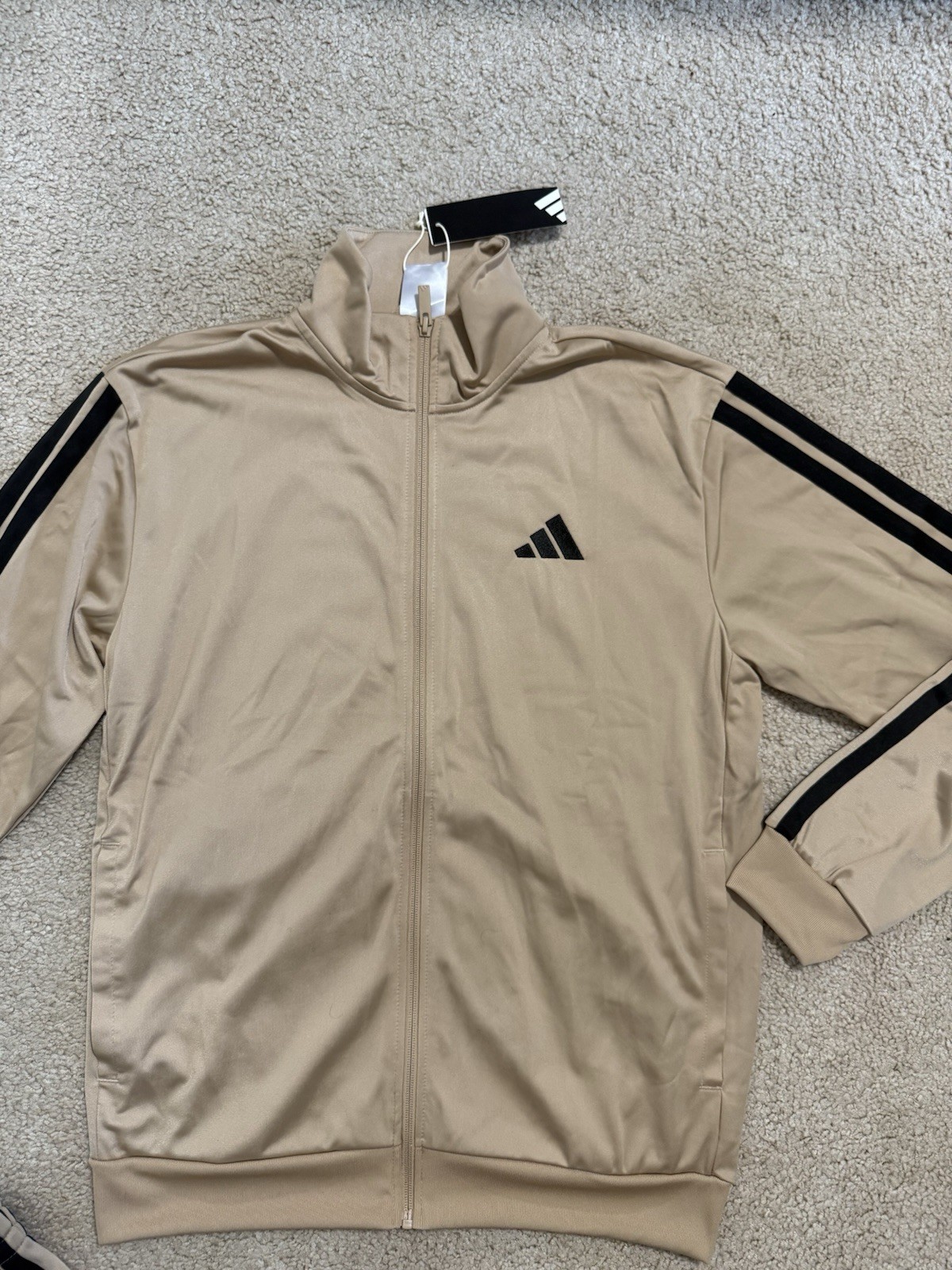 adidas Essentials Tricot 3-Stripes Tracksuit 2 Piece Set Men’s Sandstone New