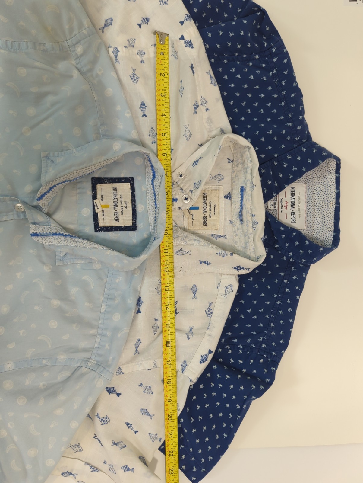 International Report Button Down Shirts Fish, Fruit, And Trees Pattern L