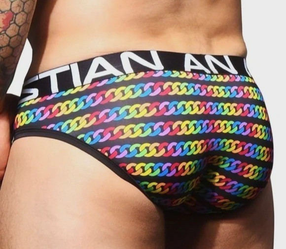 Andrew Christian Pride Chain Brief – 91863 – Multicolor: Small, Medium & Large
