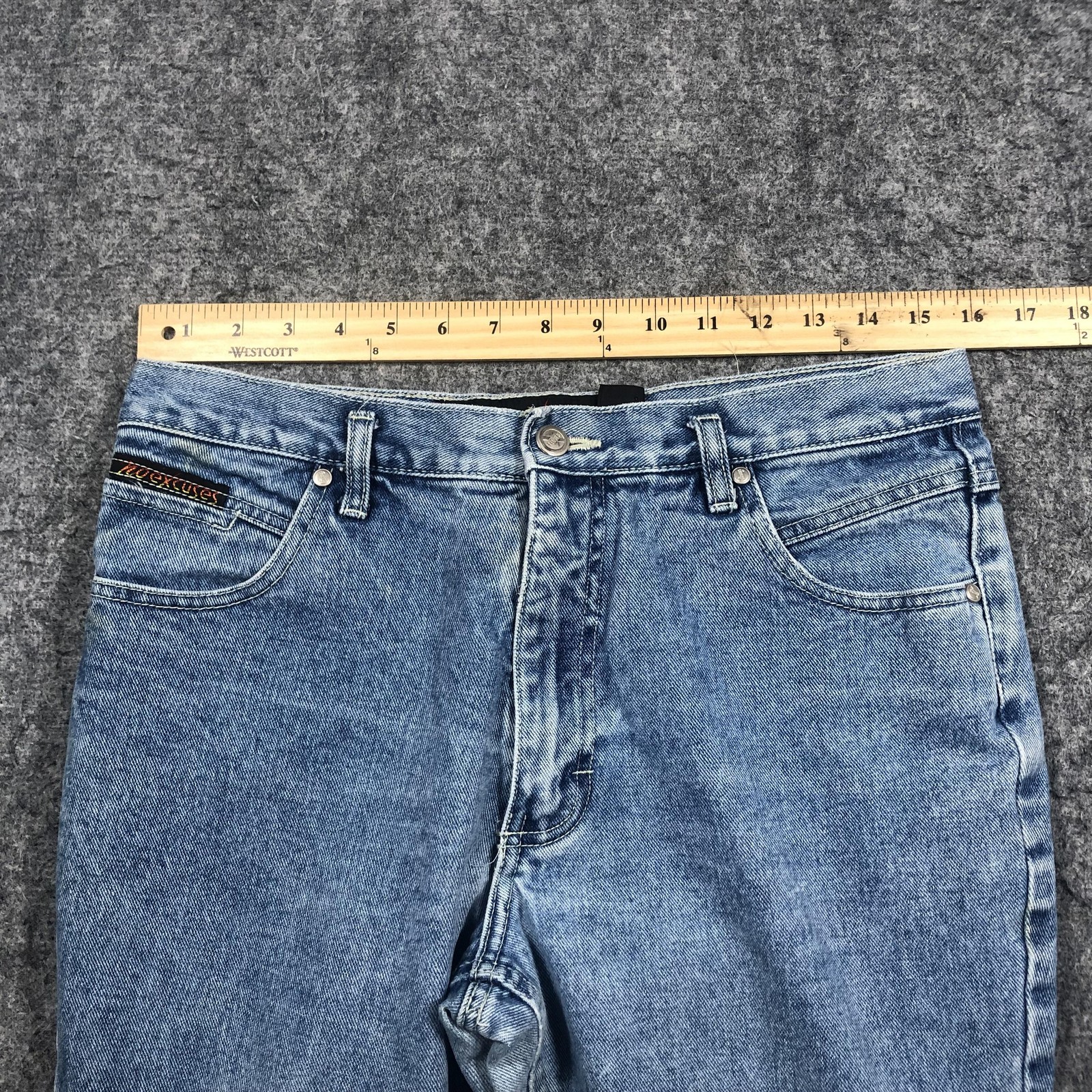 Vintage No Excuses Flare Jeans Juniors 11/12 Blue Light Wash High Rise Denim Y2K