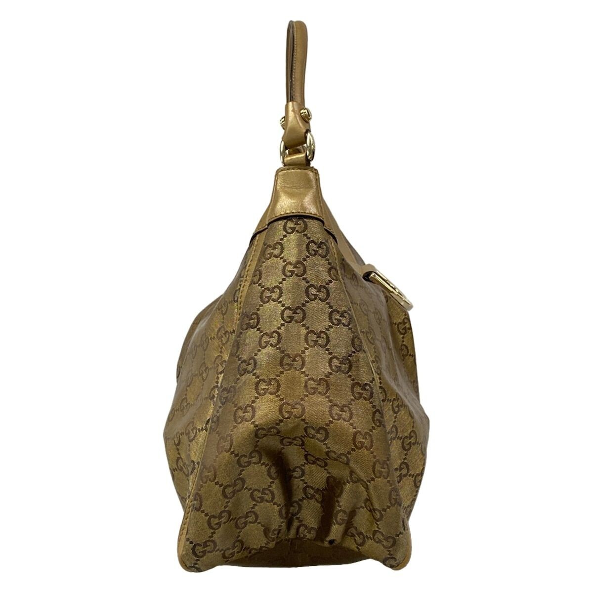 GUCCI Abby GG Monogram Bronze Jacquard Leather Shoulder Bag Auth