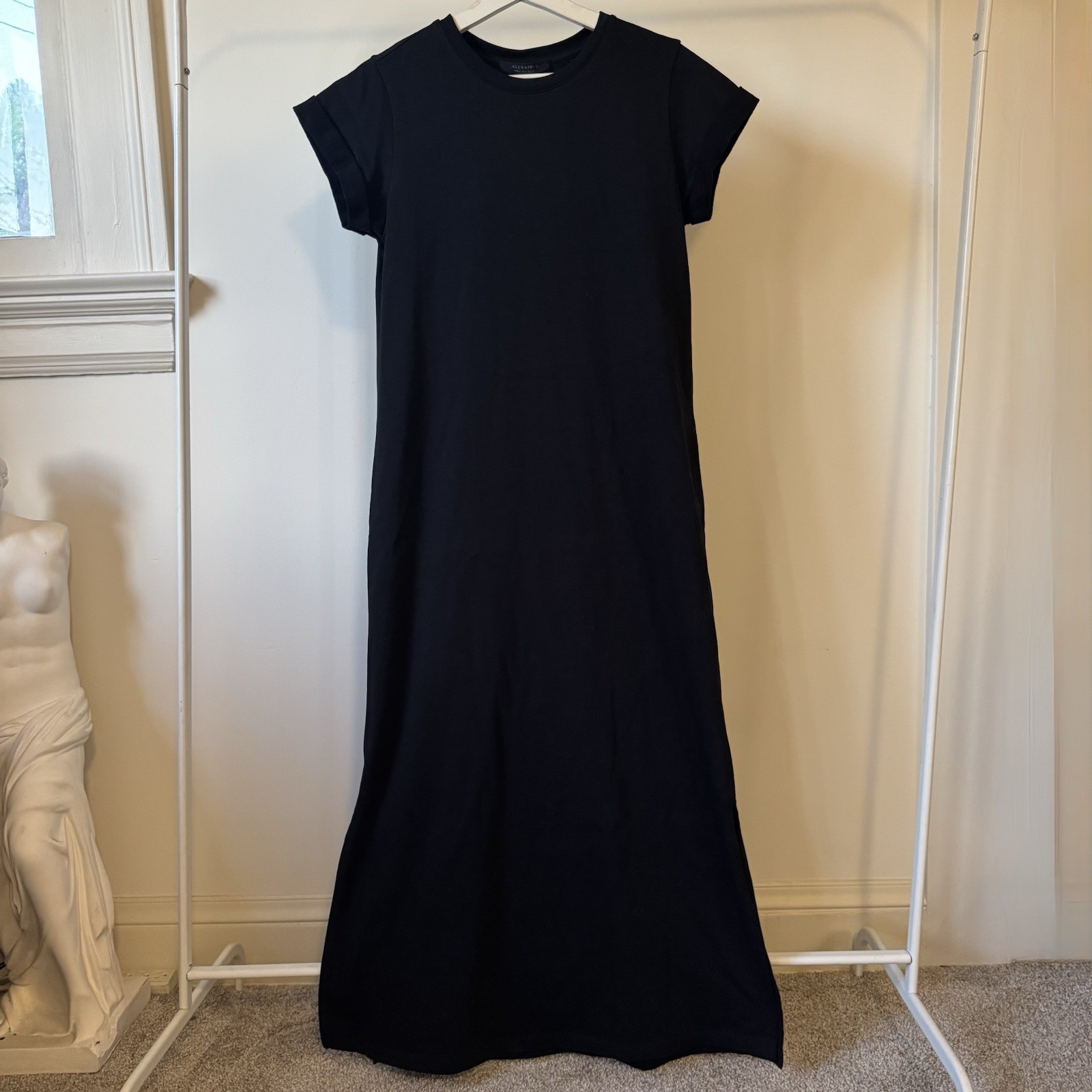 NWT RETAIL 169$ ALLSAINTS Anna Crew Neck Short Sleeve Maxi Dress Size US2/UK6
