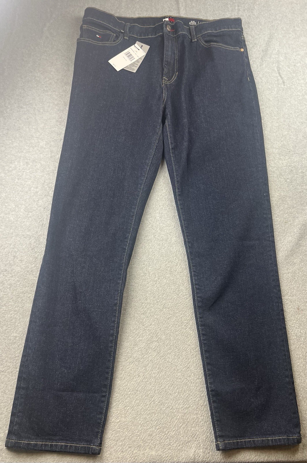 Tommy Hilfiger Men’s Delgado Slim Straight Jeans W36 L32 Stretch Dark Blue NWT