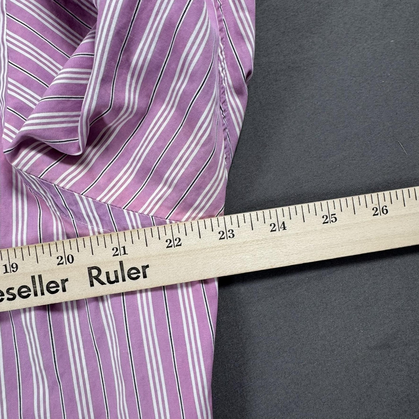 Ralph Lauren Shirt Mens Large Pink Stripe Custom Fit Button Down Long Sleeve