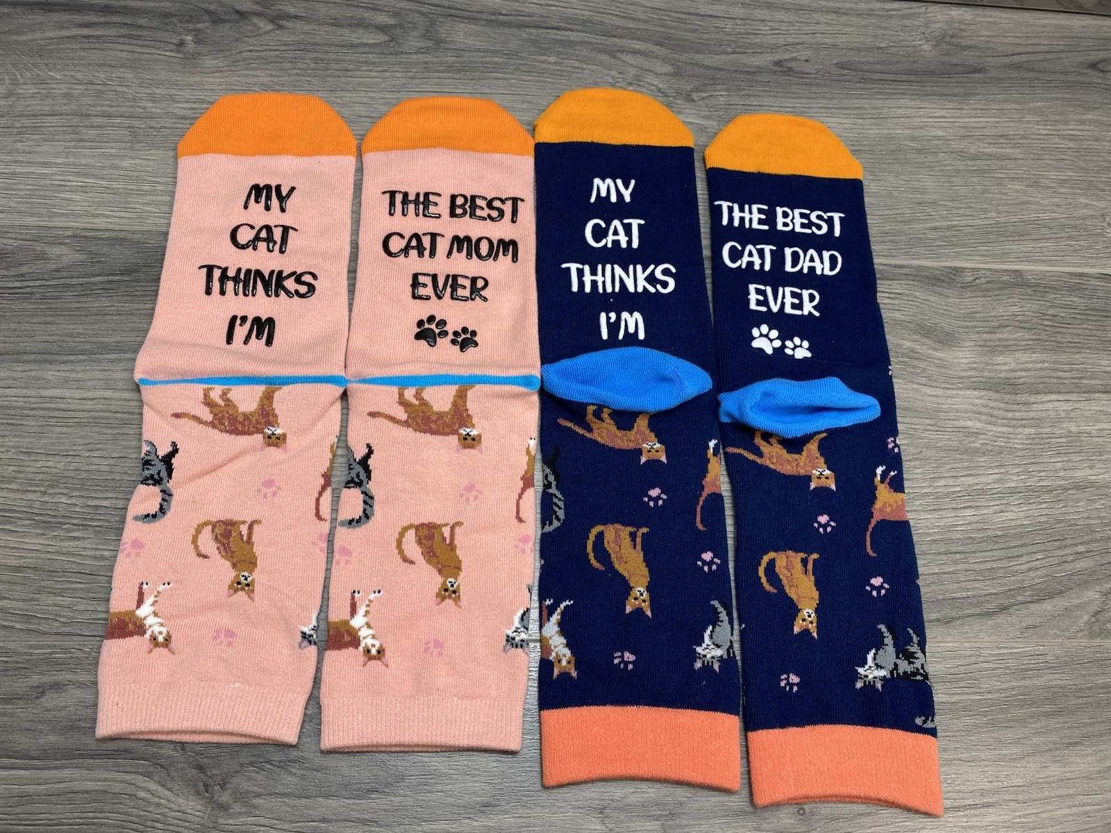 Happypop Mom And Dad Cat Socks Funny 2 Pairs One Size