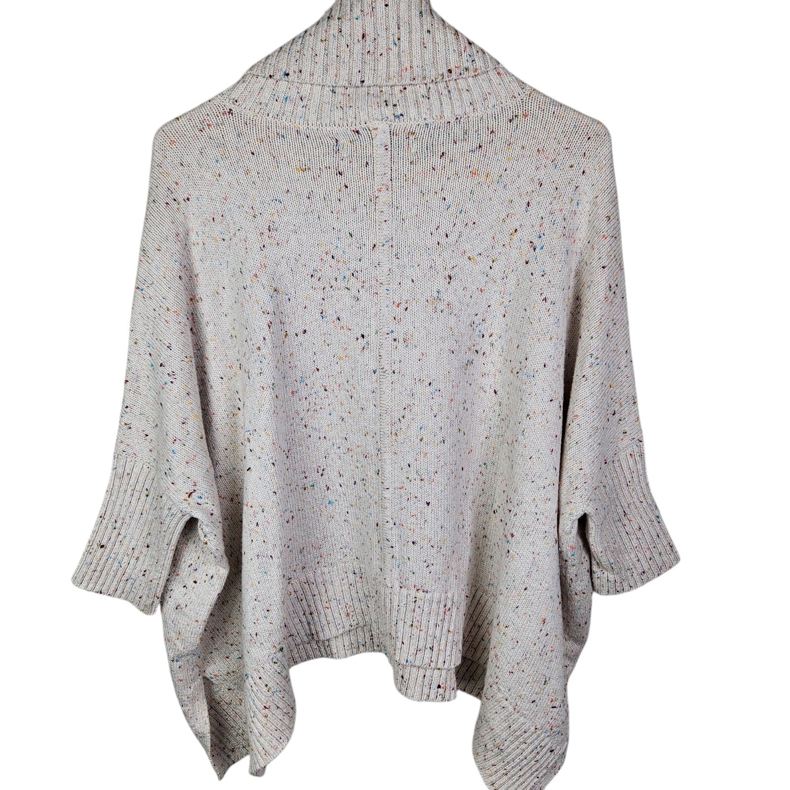 Loft Ivory Multicolor Speckle Oversize Cowl Neck Sweater Dolman Sleeve Small