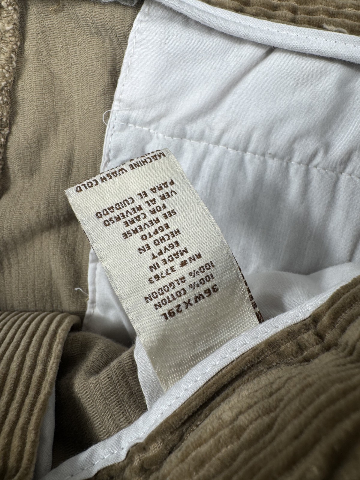 Savane Pants Mens 36×29 Brown Khaki Whale Corduroy Pleated Front Relaxed Fit