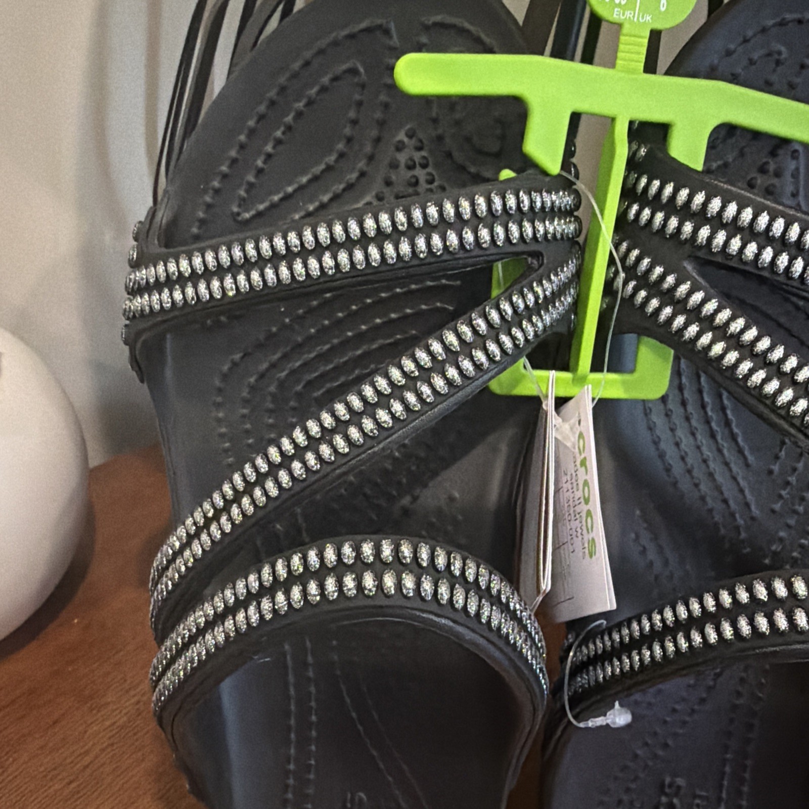 CROCS Kadee II Black JEWELS Strappy Sandal Flip Flops Sparkle NWT Women Sz 10