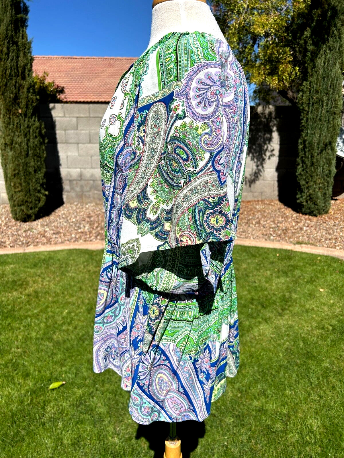 Karen Kane Ruffle Hem Peasant Tunic Top Plus Size 2X Going Green Print $149 NWT
