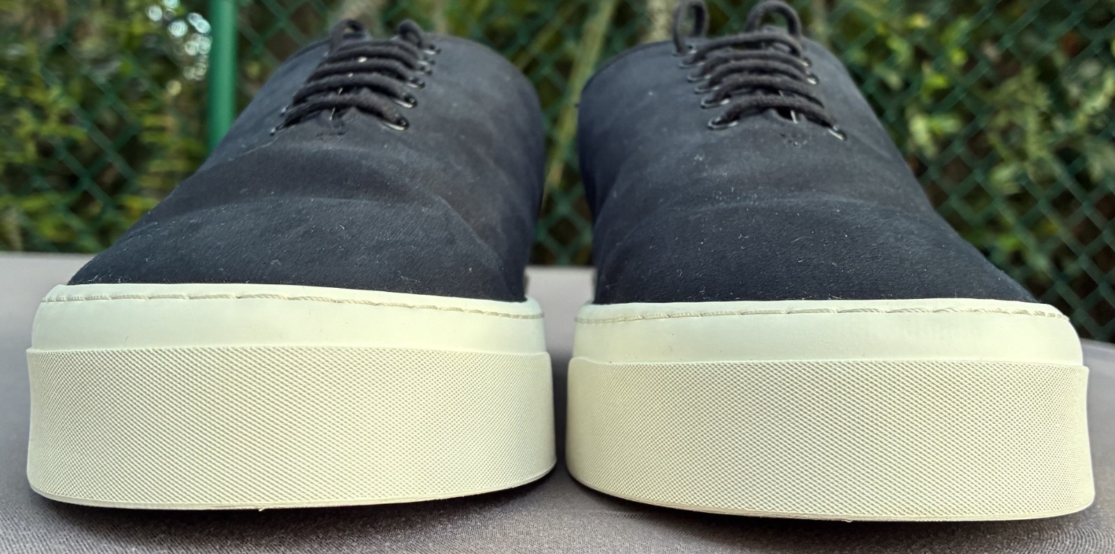 The Row Marie H Lace-up Black Canvas Sneakers Size 42.5