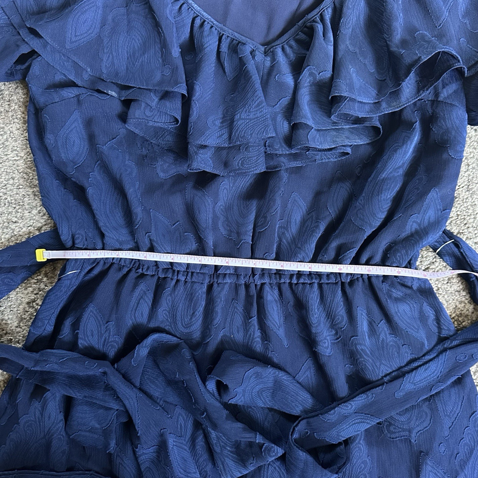 Michael Kors Navy Ruffle Dress Long Sleeve Mini Length Size XS