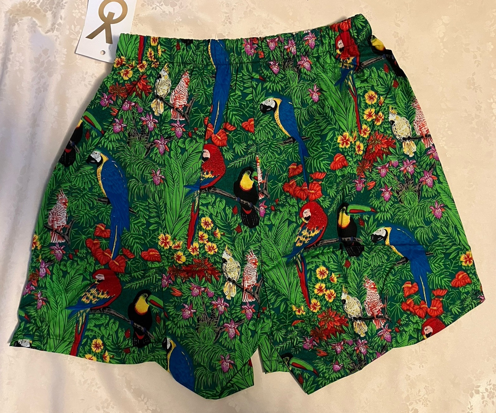NOS Vintage Max Boxer Yo Wear Tropical Bird Boxer Style Shorts Unisex 90s M USA