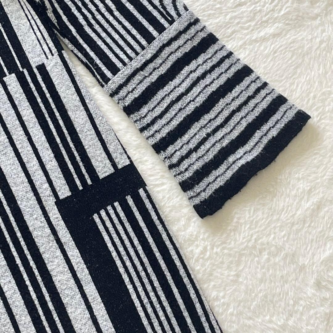 Mame Kurogouchi Multi Stripe Jacquard Knit Dress High Neck Black White Auth