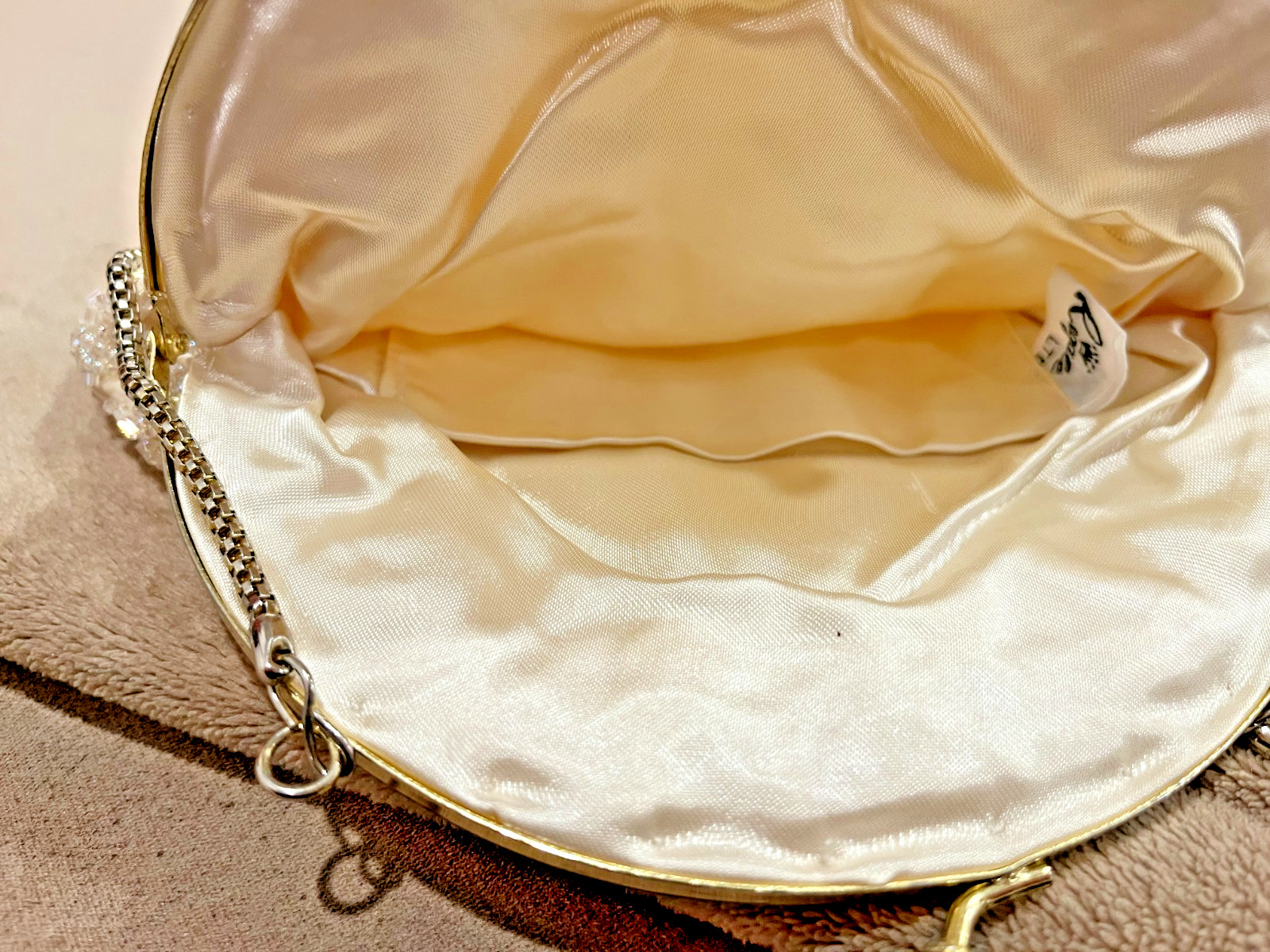 Vintage Beaded Cream Iridescent/Sequin Clutch Evening Bag Wedding Prom La Regale