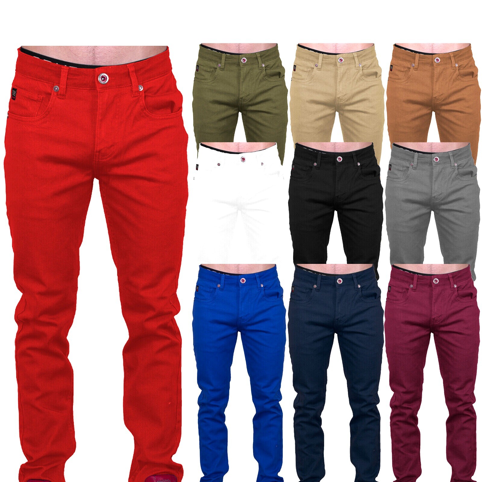 Men’s Slim Fit Jeans Skinny Stretch Pants Chino Style DENIM Shaping Slacks