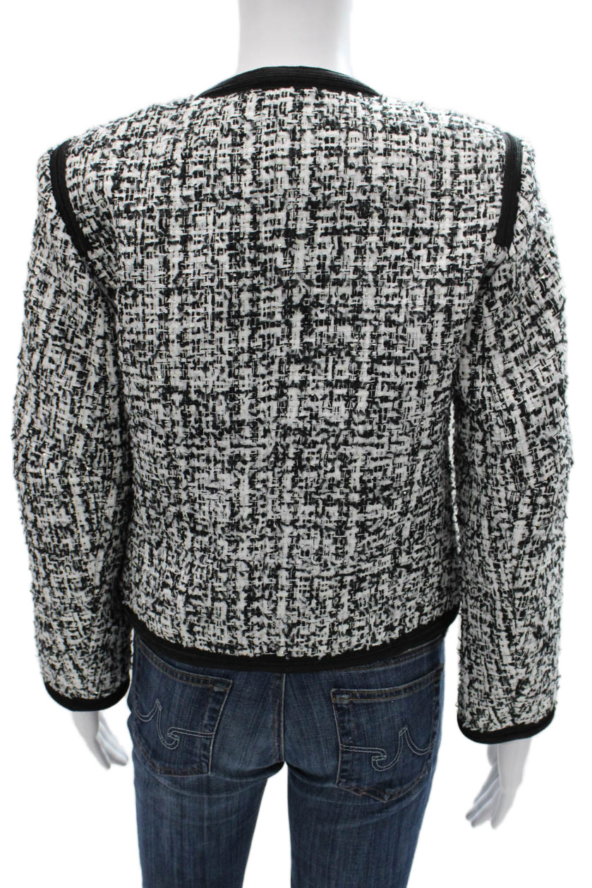 Sandro Womens Basic Jacket Black Polyester Abstract Hook & Loop Size 36