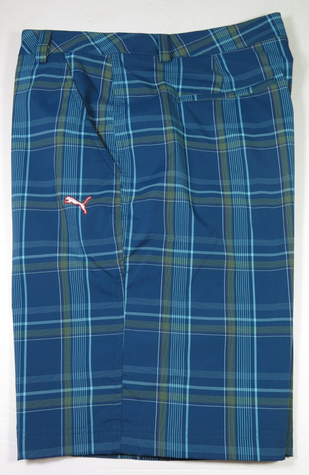 Puma Cobra Golf Men Stretch USP Dry Blue Plaids Checks Casual Shorts Size 36 EUC