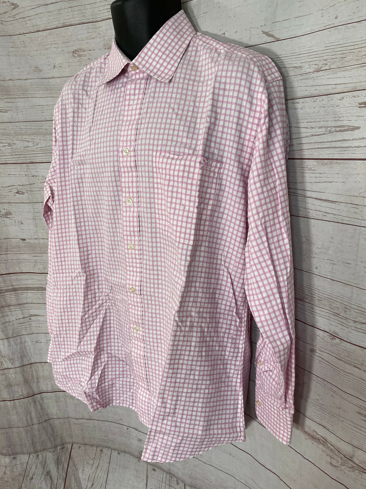 Saks Fifth Avenue Men’s White/Pink 100% Cotton Long Sleeve Dress Shirt Sz 16 1/2
