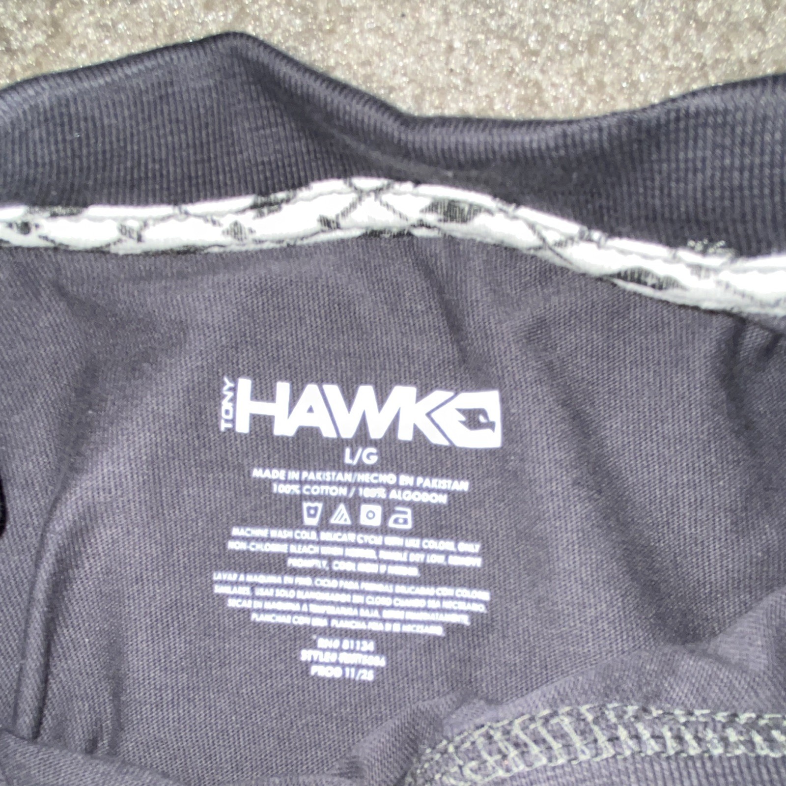 HAWK Tony Hawk Layered Black/Gray Logo Crew Neck Long Sleeve T-Shirt L/G