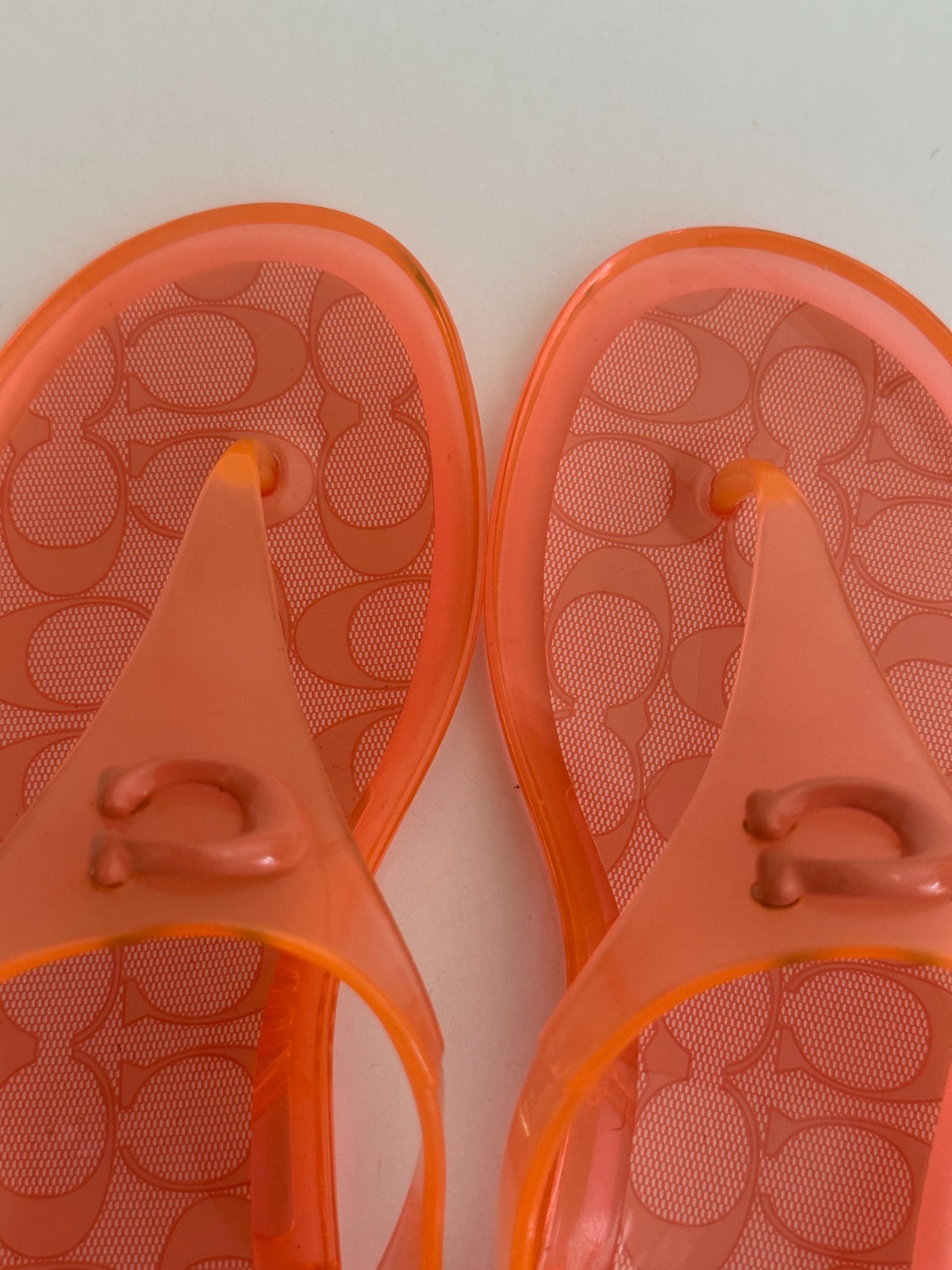 COACH Natalee Jelly Sandals SZ. 8 Orange Tangerine Logo Thong Sandals New Strap
