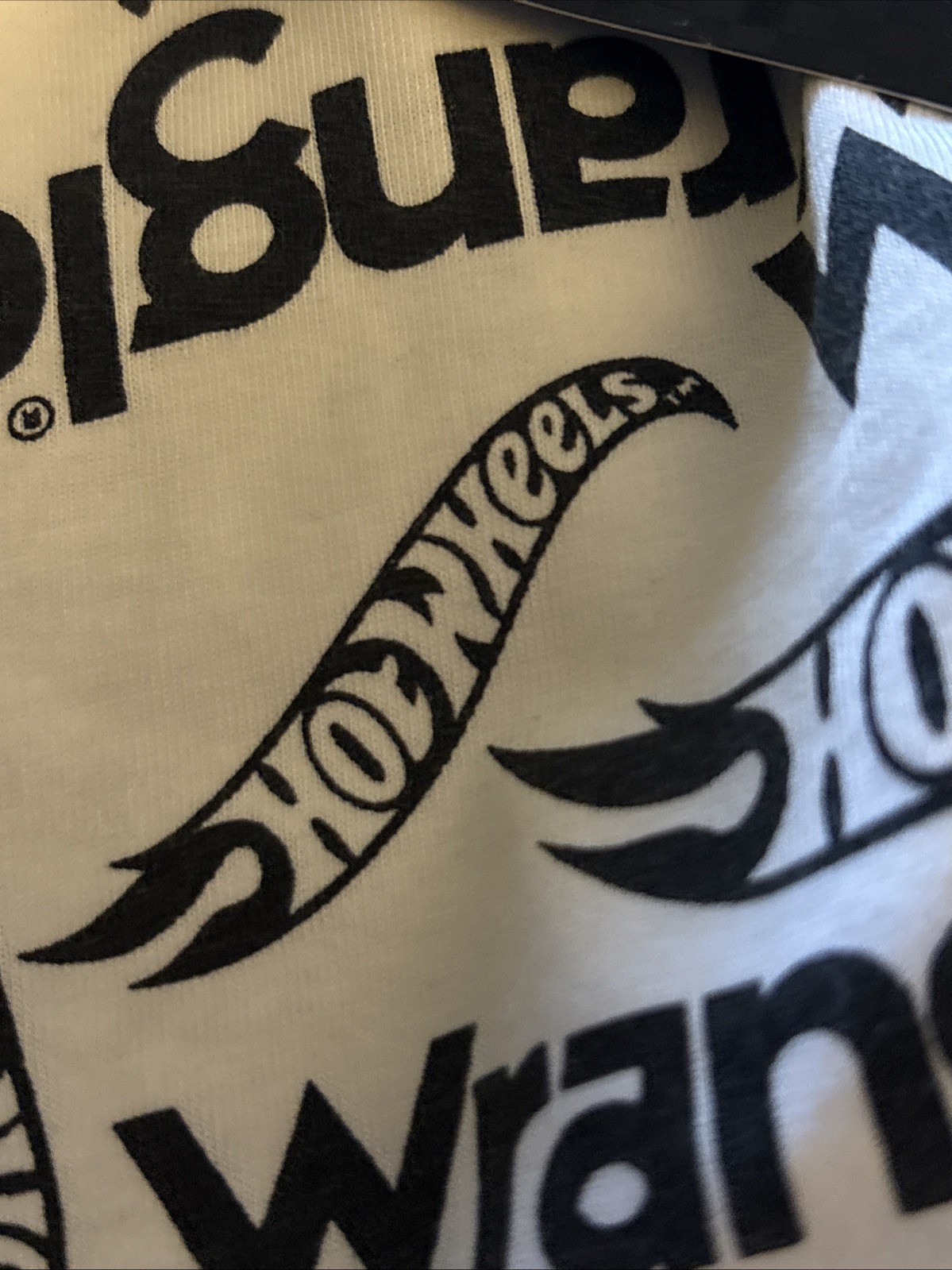 Wrangler x Hot Wheels Tee Men XL Black White All Over Print Logo Cotton