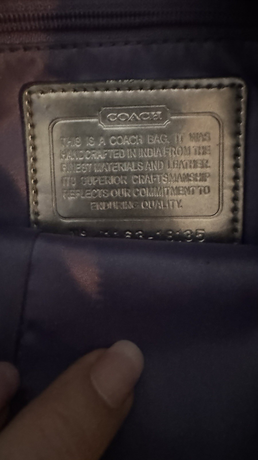 Coach Signature Logo Gray/Black Crossbody Bag Silver Hardware Purple Lining
